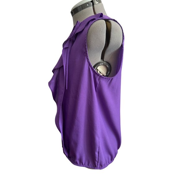 Loft Womens Purple Sleeveless Blouse  Ruffle Detail Size Medium Office Dressy - Picture 2 of 7